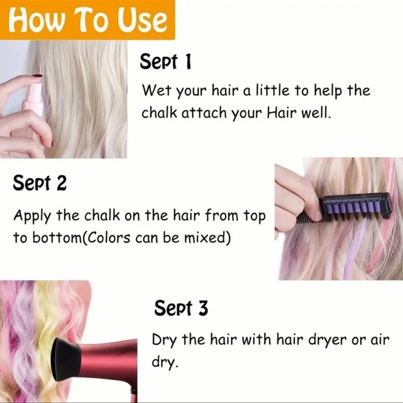 Hair Chalk Comb, Temporary Hair Color, Washable, So Fun, 🤩, CHOOSE TWO!! - Picture 6 of 6
